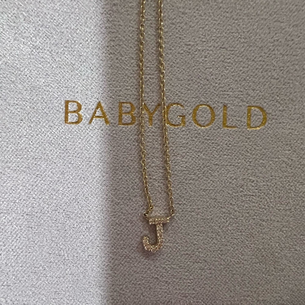 Baby Gold 14k Yellow Gold “J” Necklace